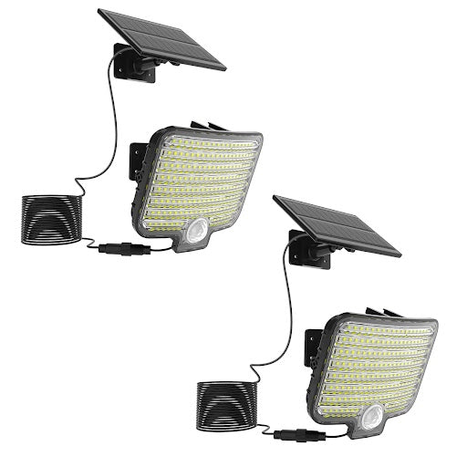 Lot de 2 Spots Solaires LED Puissants BRIGHTLY - Éclairage Blanc avec Détecteur de Mouvement, Orientables et Panneau Solaire Déporté, Parfaits pour Jardin, Terrasse et Extérieur