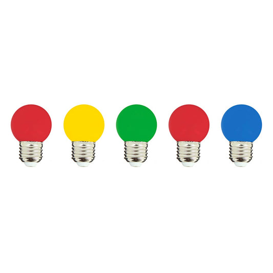 Lot de 5 ampoules LED E27 multicolore globe compatible guirlande PARTY BULB COLOR H7cm