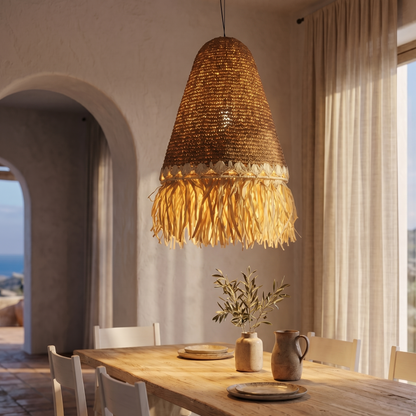 Abat jour naturel PALOMA INDOOR en herbe marine style bohème H45cm pour monture électrique E27