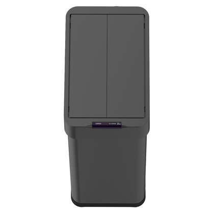 Poubelle de cuisine automatique 70L SILVERLAKE BLACK en acier Inox avec cerclage Ouverture papillon grande capacité