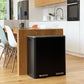 MAJOR 60L (2x30L) large capacity tri-selective pedal kitchen bin in matt black stainless steel