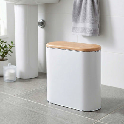 Poubelle de salle de bain étroite push 10L ALDO Couleur bois avec seau