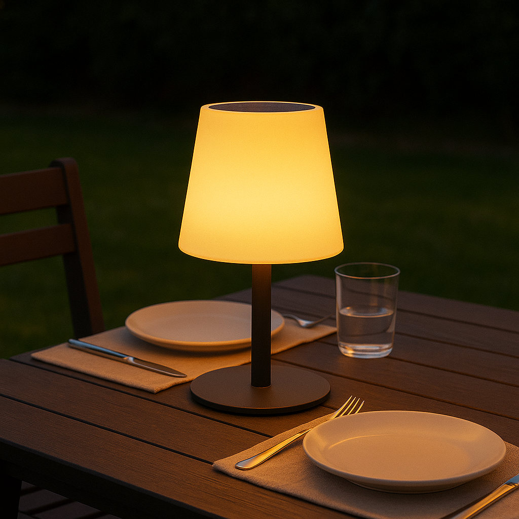 Solarbetriebene und wiederaufladbare LED-Tischlampe warmweiß/weiß dimmbar STANDY TINY SOLAR H25cm