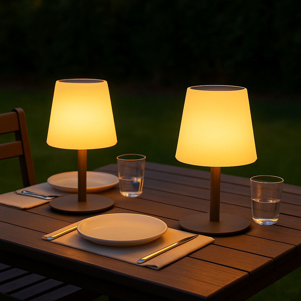 Solarbetriebene und wiederaufladbare LED-Tischlampe warmweiß/weiß dimmbar STANDY TINY SOLAR H25cm