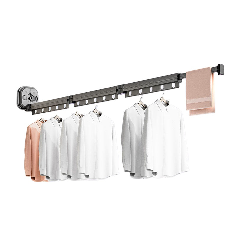 Séchoir à Linge Mural en Aluminium PYTHON 125cm XXL - Extensible et Pliable – Avec 15 Crochets et Emplacements pour Cintres - Ventouses Puissantes - Pour Balcon, Salle de Bain, Buanderie