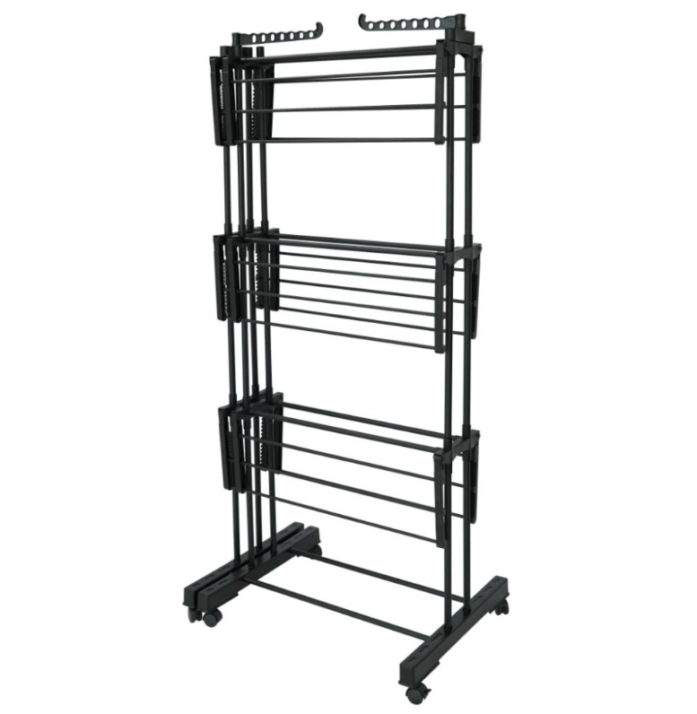 Séchoir à linge extensible étendoir multifonction 38M EXTRA PLUS BLACK avec 3 niveaux Noir