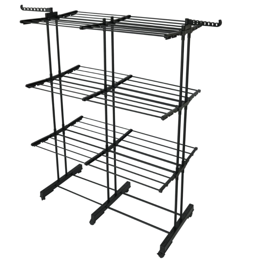 Séchoir à linge extensible étendoir multifonction 38M EXTRA PLUS BLACK avec 3 niveaux Noir