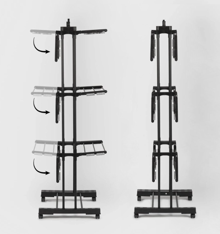 Séchoir à linge extensible étendoir multifonction 38M EXTRA PLUS BLACK avec 3 niveaux Noir