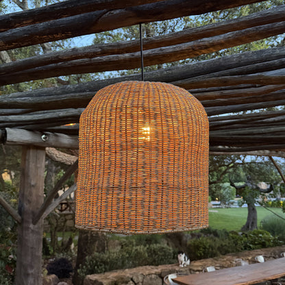 GIACOMO INDOOR Lampenschirm im böhmischen Stil aus natürlichem Rattan für elektrische Halterung E27 H45cm