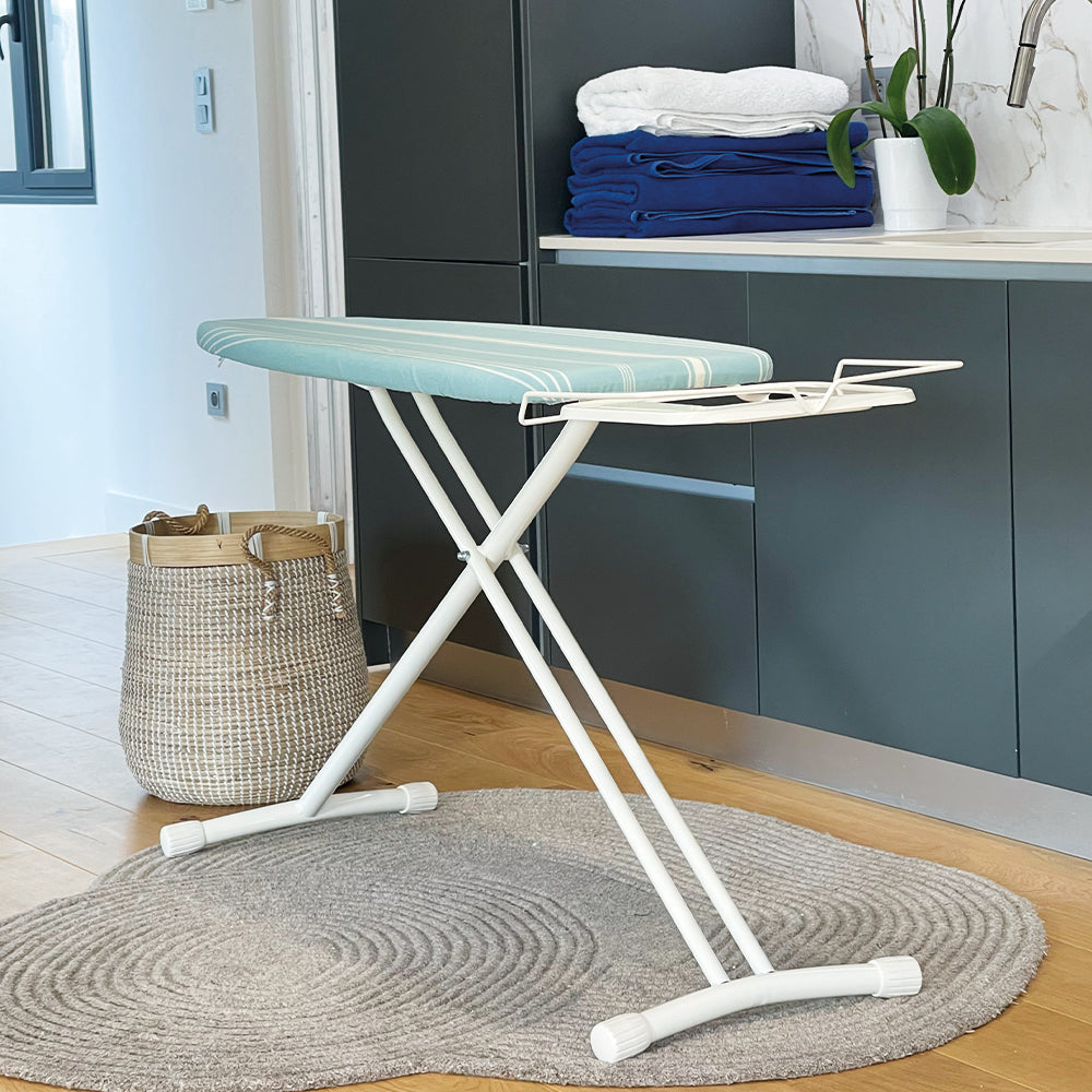 BERMUDE steel foldable ironing board 124x40 H94cm with iron rest and steam station rest