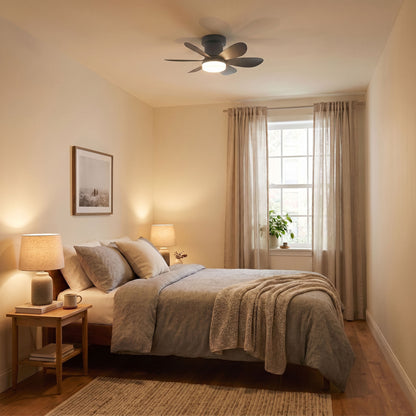 Ventilateur de Plafond 52cm avec Lampe LED MISTRAL Petit Ventilateur Silencieux Chambre Enfant Bureau Cuisine Moteur DC Basse Consommation Réversible Ete Hiver avec Telecommande Noir