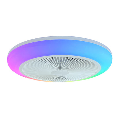 Ventilateur de Plafond Compact LAGUNA 46cm avec Éclairage LED RGB Multicolore 24W Puissant Petit Ventilateur Silencieux 40dB pour Chambre Enfant et Bureau Moteur DC 10W Basse Consommation Sécurité Maximale avec Télécommande Plafonnier 3500 Lumens Blanc