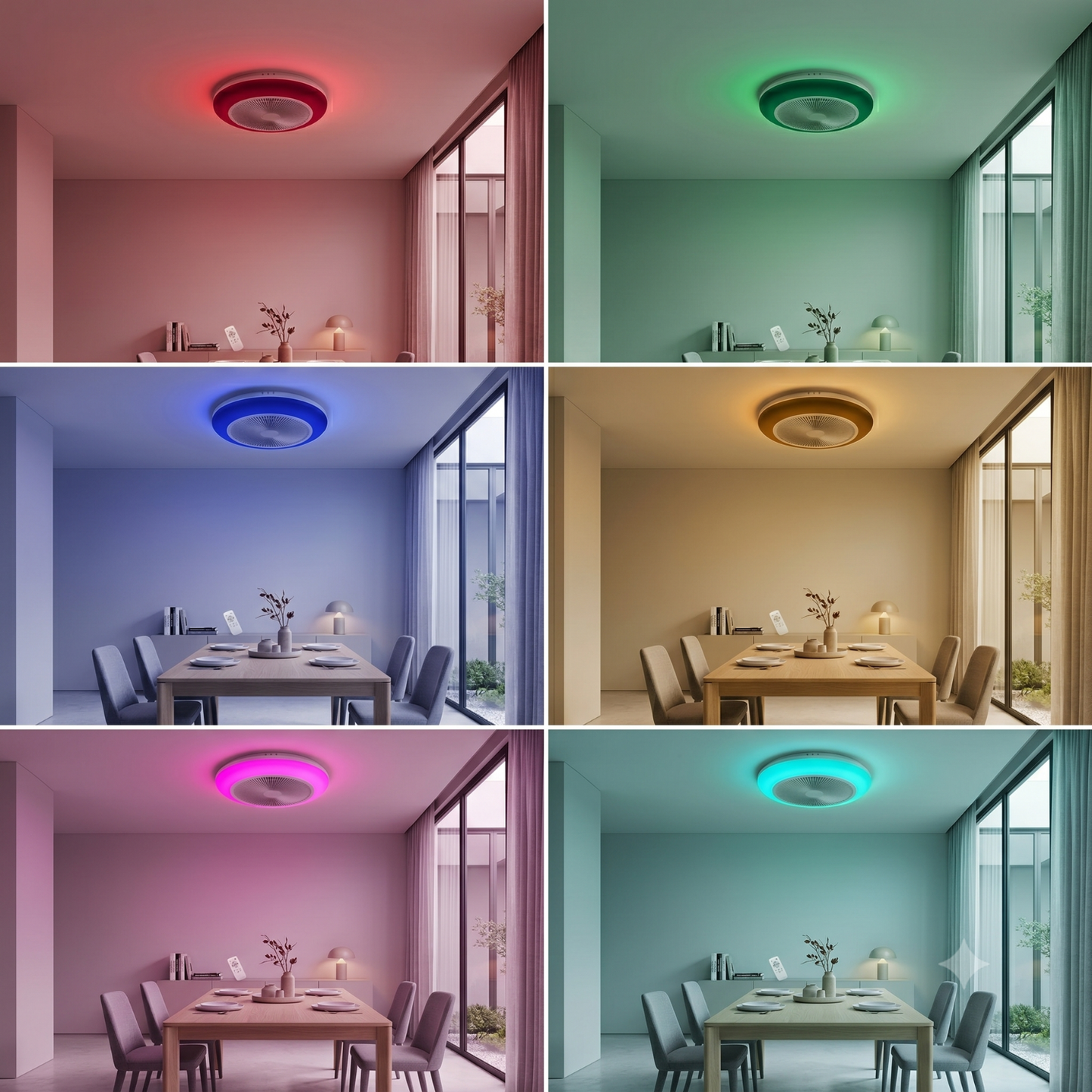 Ventilateur de Plafond Compact LAGUNA 46cm avec Éclairage LED RGB Multicolore 24W Puissant Petit Ventilateur Silencieux 36dB pour Chambre Enfant et Bureau Moteur DC 10W Basse Consommation Sécurité Maximale avec Télécommande Plafonnier 3500 Lumens Blanc