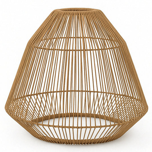 Abat jour seul style bohème naturel style vannerie tressée en poly rotin MAYA SHADE H39cm