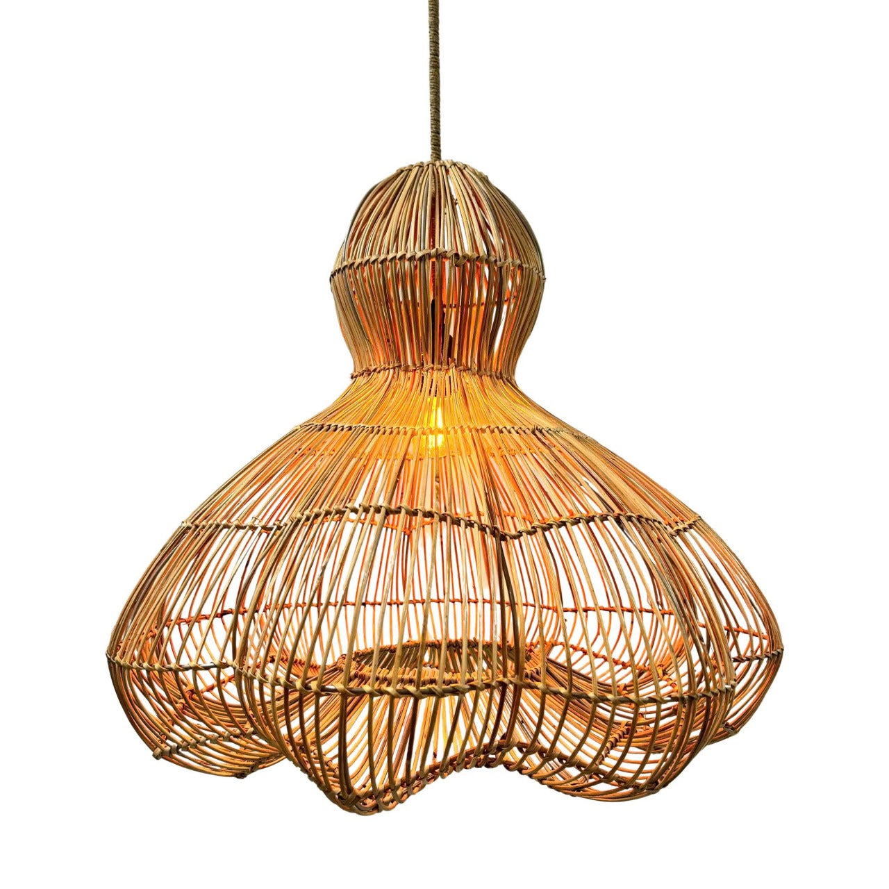 Abat jour naturel RONDA en rotin style bohème H53cm pour monture électrique E27