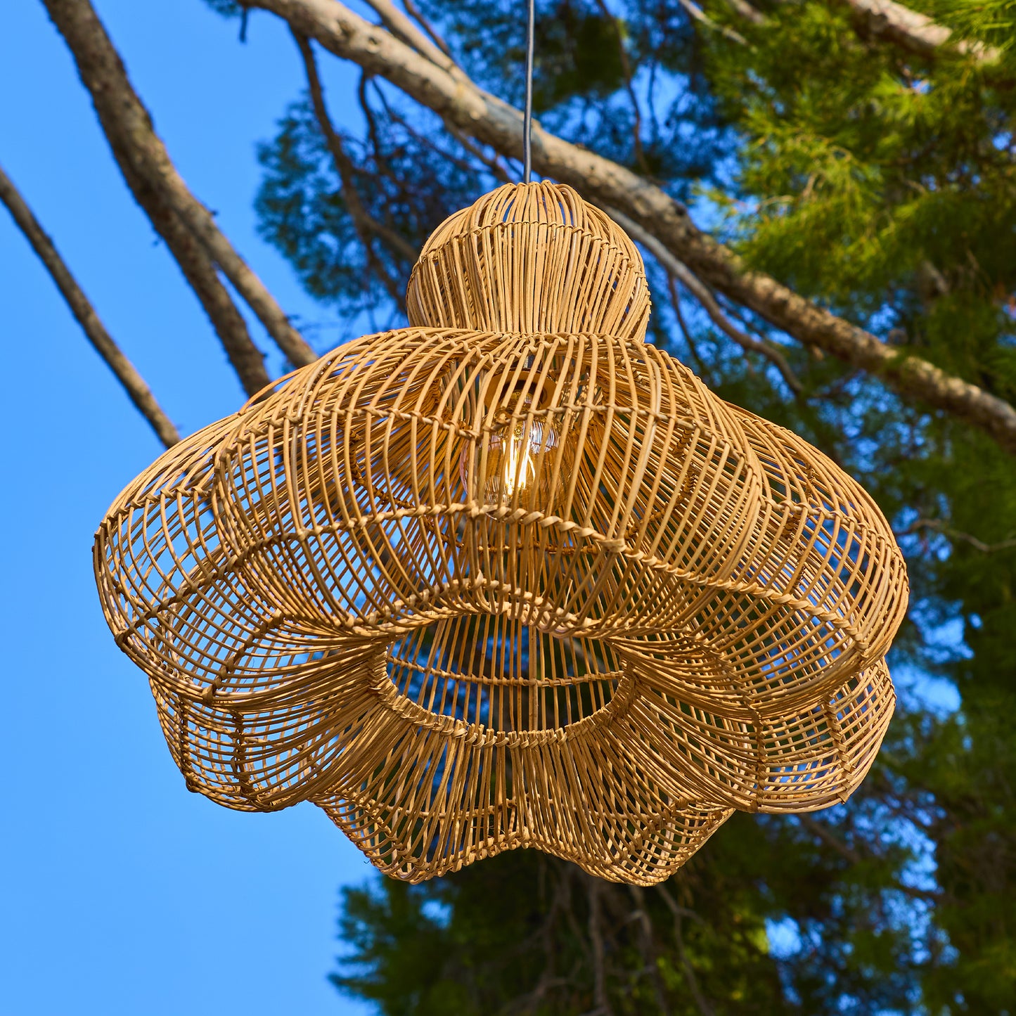 Abat jour naturel RONDA en rotin style bohème H53cm pour monture électrique E27