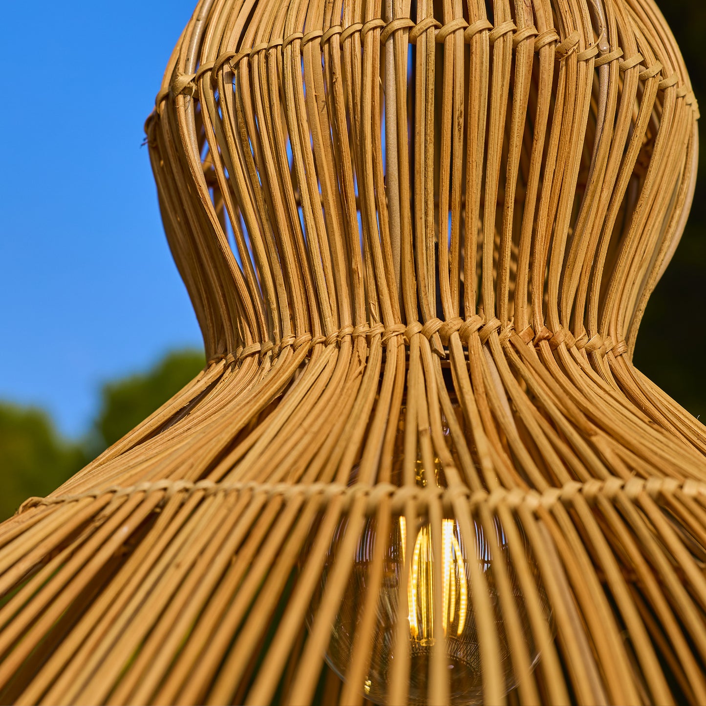 Abat jour naturel RONDA en rotin style bohème H53cm pour monture électrique E27