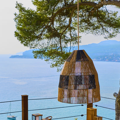 Suspension solaire ZAHARA SOLAR en corde naturelle avec câble hybride secteur et solaire 5m de longueur