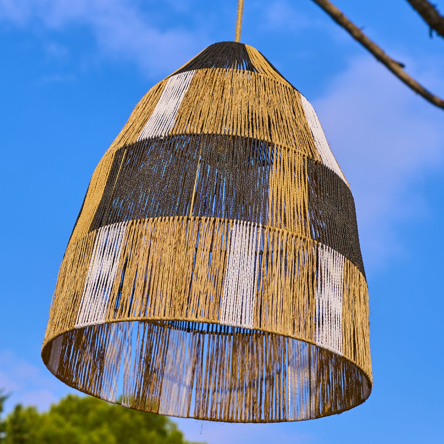 Abat jour naturel ZAHARA en corde naturelle style bohème H58cm pour monture électrique E27