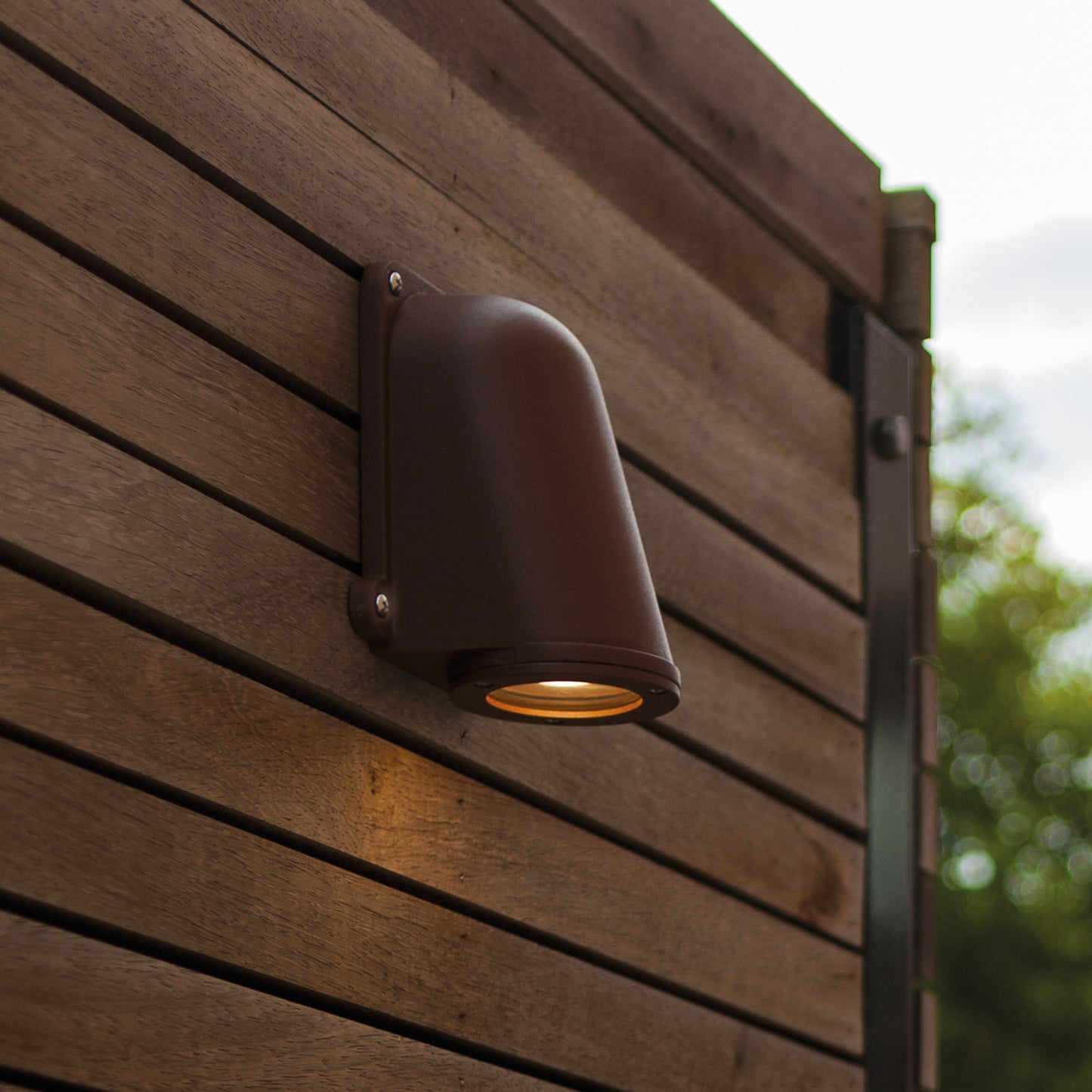 Applique murale d'extérieur sur secteur ANCOR aluminium corten culot GU10 H14,6cm