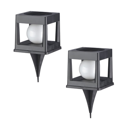 Lot de 2 Balises Solaires à piquer ou à poser LED 2x CUBYA Blanc Chaud H21,5cm