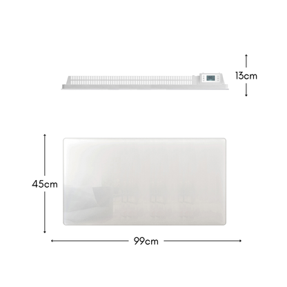 Radiateur électrique à inertie sèche bloc CERAMIQUE + facade VERRE écran LCD 2000W GLASS Norme NF