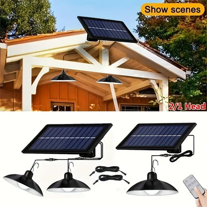 Doppel-Solar-Pendelleuchten Lampenschirm Metall schwarz kaltweiß LED 2x WAREN D18cm