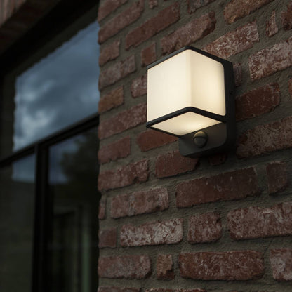 Applique murale d'extérieur sur secteur avec détecteur de mouvement DOBLO GREY SENSOR aluminium gris LED blanc chaud H14,6cm