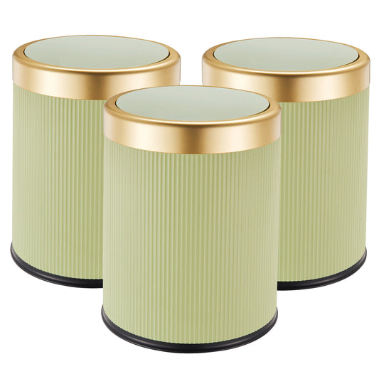 Lot de 3 Poubelle Push en Plastique 8L GLINT Vert et Or