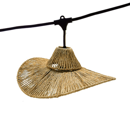 Guirlande lumineuse raccordable d'extérieur avec abat-jour en corde naturelle style bohème 7 ampoules à filament douille E27 LED blanc chaud WAVY LIGHT 6m