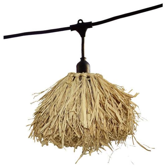 Guirlande lumineuse extérieure raccordable 6m avec 7 ampoules LED filament E27 blanc chaud FRUFRU LIGHT Abat-jour en jute bohème