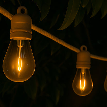 Guirlande lumineuse solaire raccordable en corde 20 ampoules transparentes LED blanc chaud FANTASY CORD SOLAR 13m