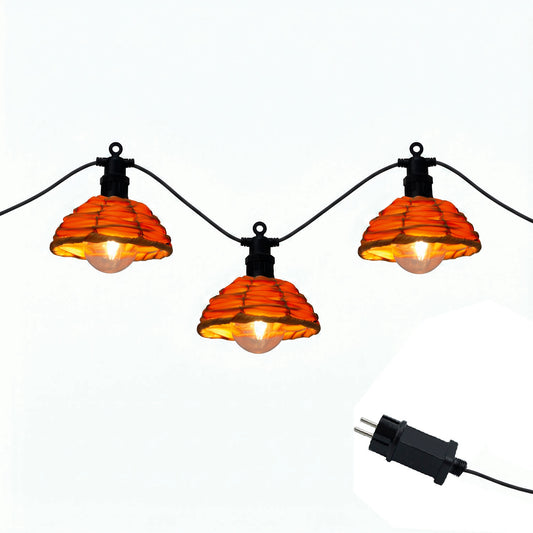 Guirlande lumineuse extérieur 10 globes transparents abat jour en polyrotin LED blanc chaud COTTAGE 5.70m