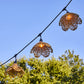 Guirlande lumineuse raccordable d'extérieur avec abat-jour en polyrotin style bohème 7 ampoules à filament douille E27 LED blanc chaud FLOWER LIGHT 6m