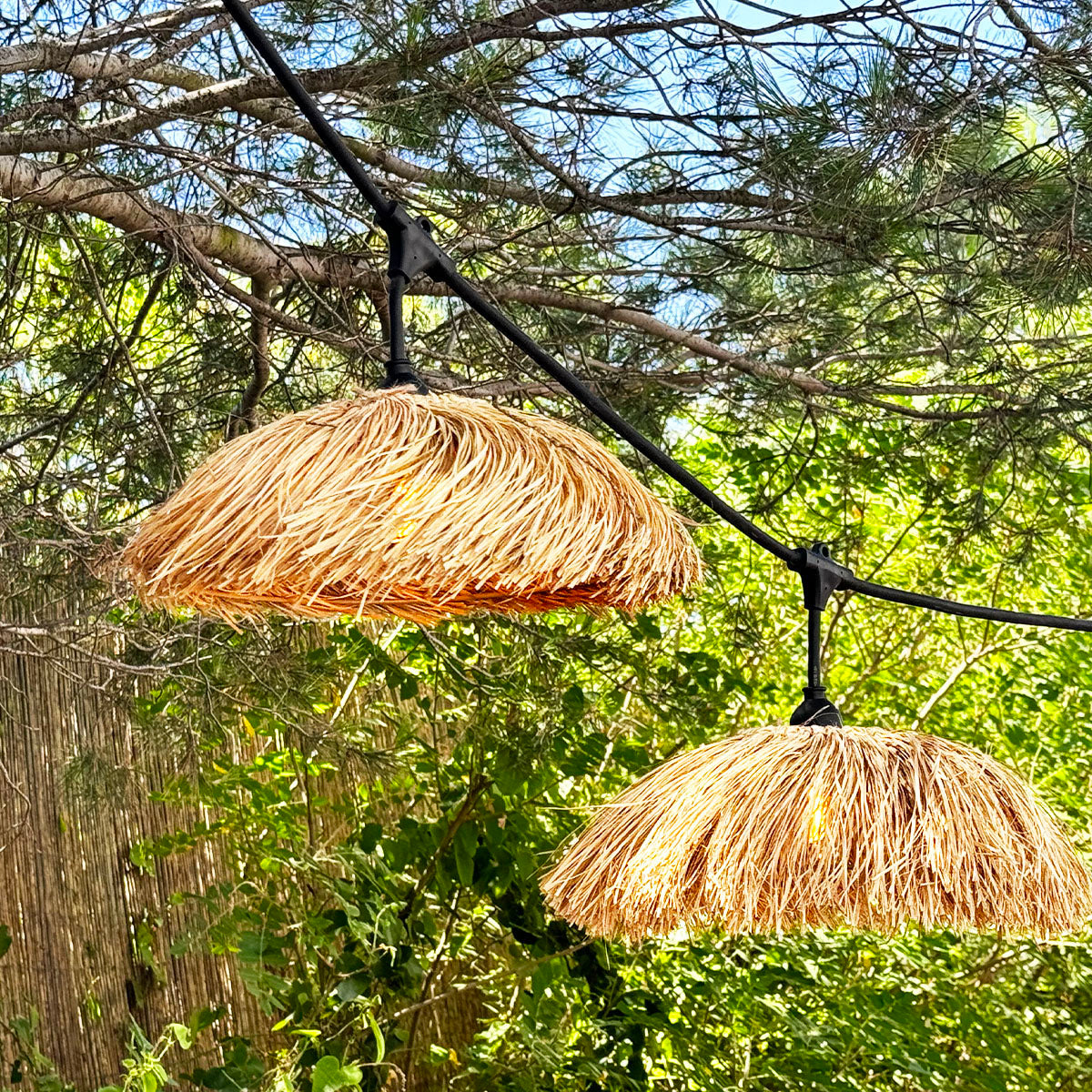 Guirlande lumineuse extérieure raccordable 6m avec 7 ampoules LED filament E27 blanc chaud HAVANA STRING LIGHT Abat-jour en paille bohème