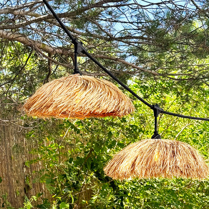 Guirlande lumineuse extérieure raccordable 6m avec 7 ampoules LED filament E27 blanc chaud HAVANA STRING LIGHT Abat-jour en paille bohème