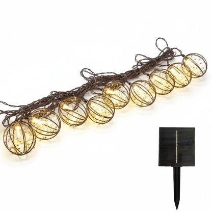 Guirlande lumineuse solaire d'extérieur marron 10 boules lumineuses RUSTY LIGHT 13 modes 4m