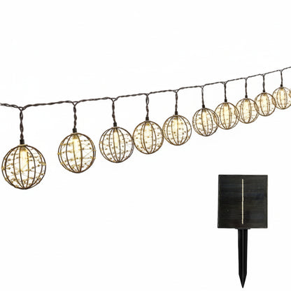 Guirlande lumineuse solaire d'extérieur marron 10 boules lumineuses RUSTY LIGHT 13 modes 4m