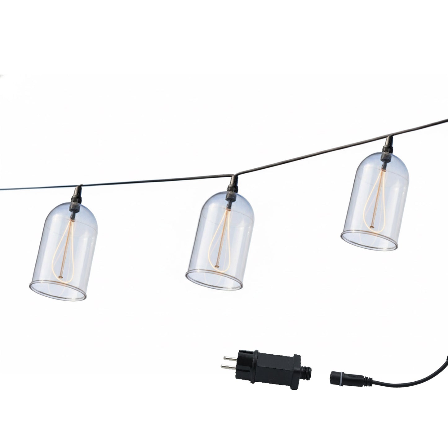Guirlande lumineuse sur secteur raccordable 8 cloches LED blanc chaud à filaments apparents GLOW LIGHT 15m