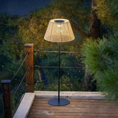 Lampadaire solaire extérieur en poly rotin avec module LED blanc chaud télécommande TALL RAFFY SOLAR H170cm