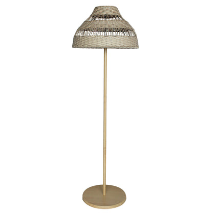 Lampadaire sans fil pied metal LED blanc et multicolore dimmable ELION en rotin  H168cm avec télécommande