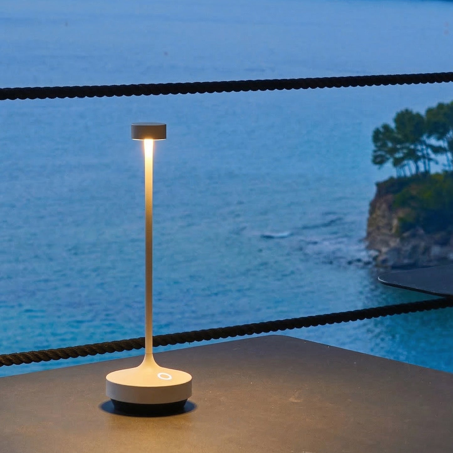 Lot de 6 Lampe de table sans fil LED blanc chaud dimmable RUBY WHITE H25cm Blanc avec plateau de chargement