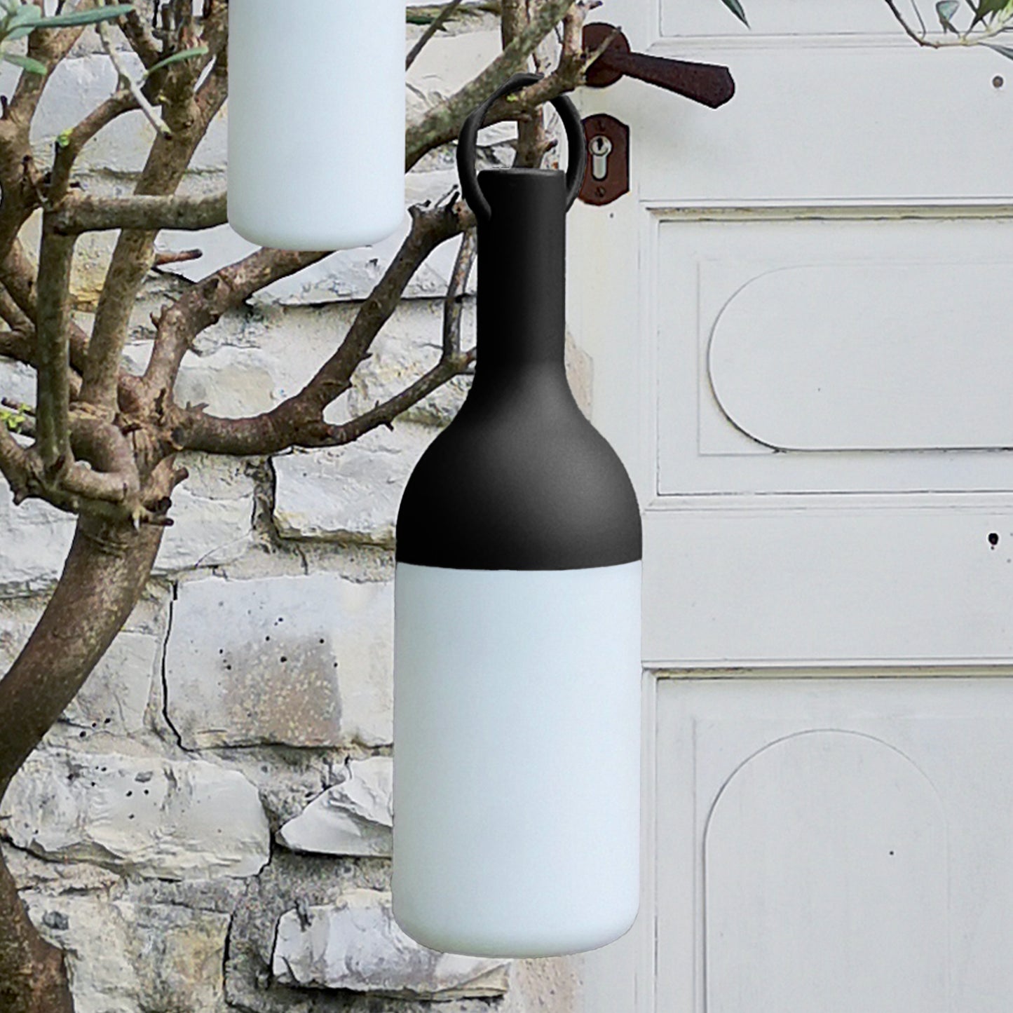 Lanterne sans fil LED blanc chaud ELO NOIRE H31cm
