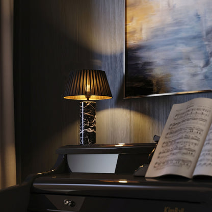 Lampe de table d'intérieur en marbre noir avec ampoule LED rechargeable blanc chaud dimmable STILOS BLACK MARBLE H32,5 cm