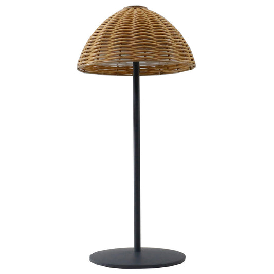 Lampe de table sans fil polyrotin blanc dimmable FAROE H30cm