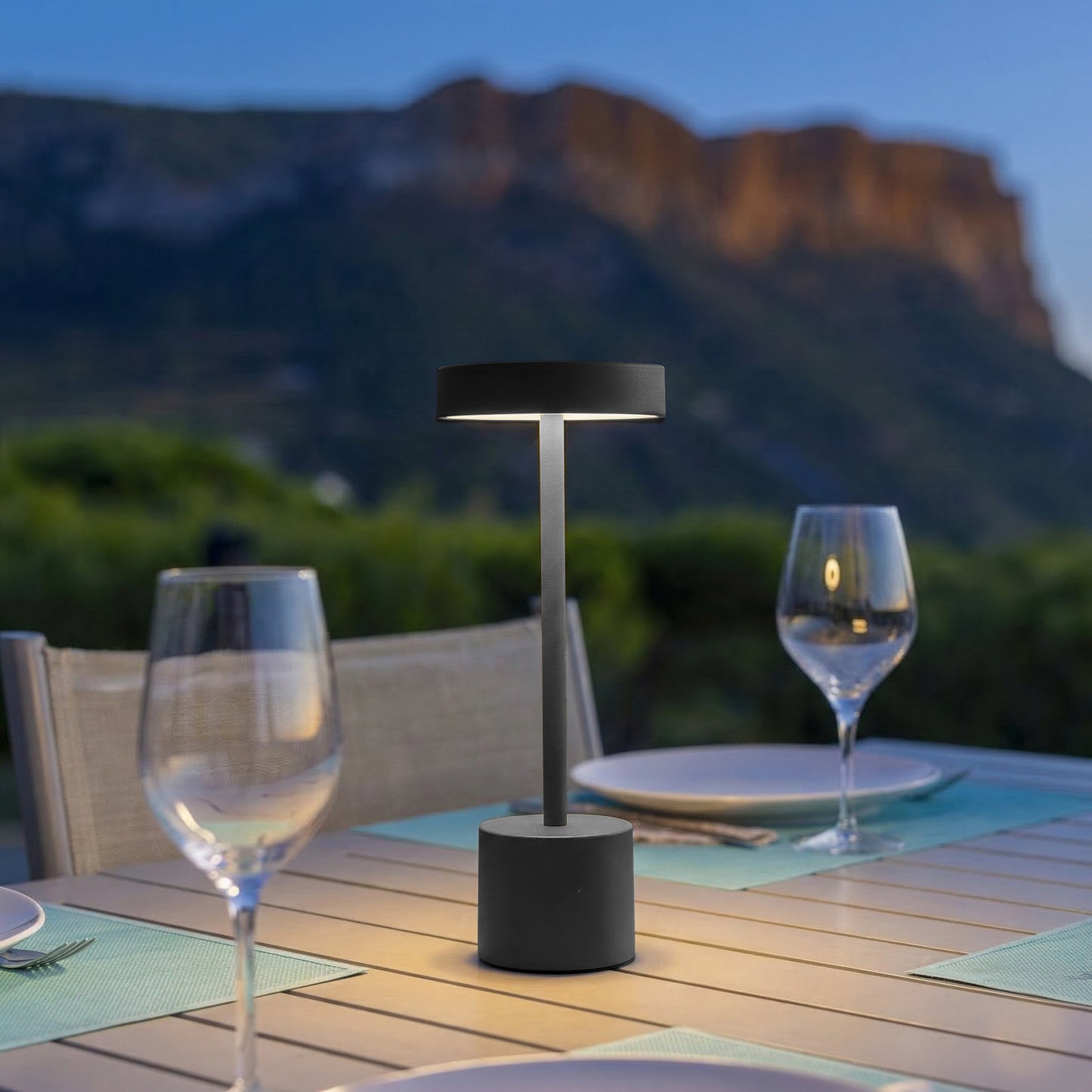 Lampe de table sans fil touch en aluminium gris foncé LED ROBY H30cm