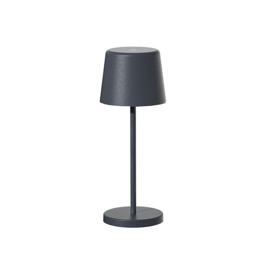 Mini lampe de table touch sans fil en aluminium gris LED KELLY MINI ROCK blanc dimmable H24cm
