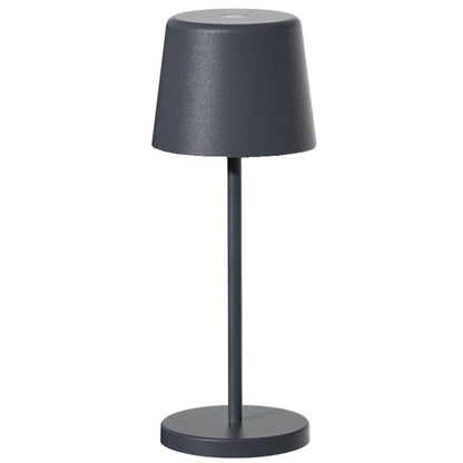 Mini lampe de table touch sans fil en aluminium gris LED KELLY MINI ROCK blanc dimmable H22cm