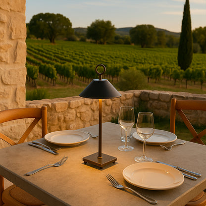 Lampe de table sans fil dimmable en aluminium noire LED MARAIS BLACK H28,4 cm