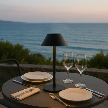 Lampe de table solaire en aluminium avec module LED solaire avec télécommande NERIO SMALL H31cm